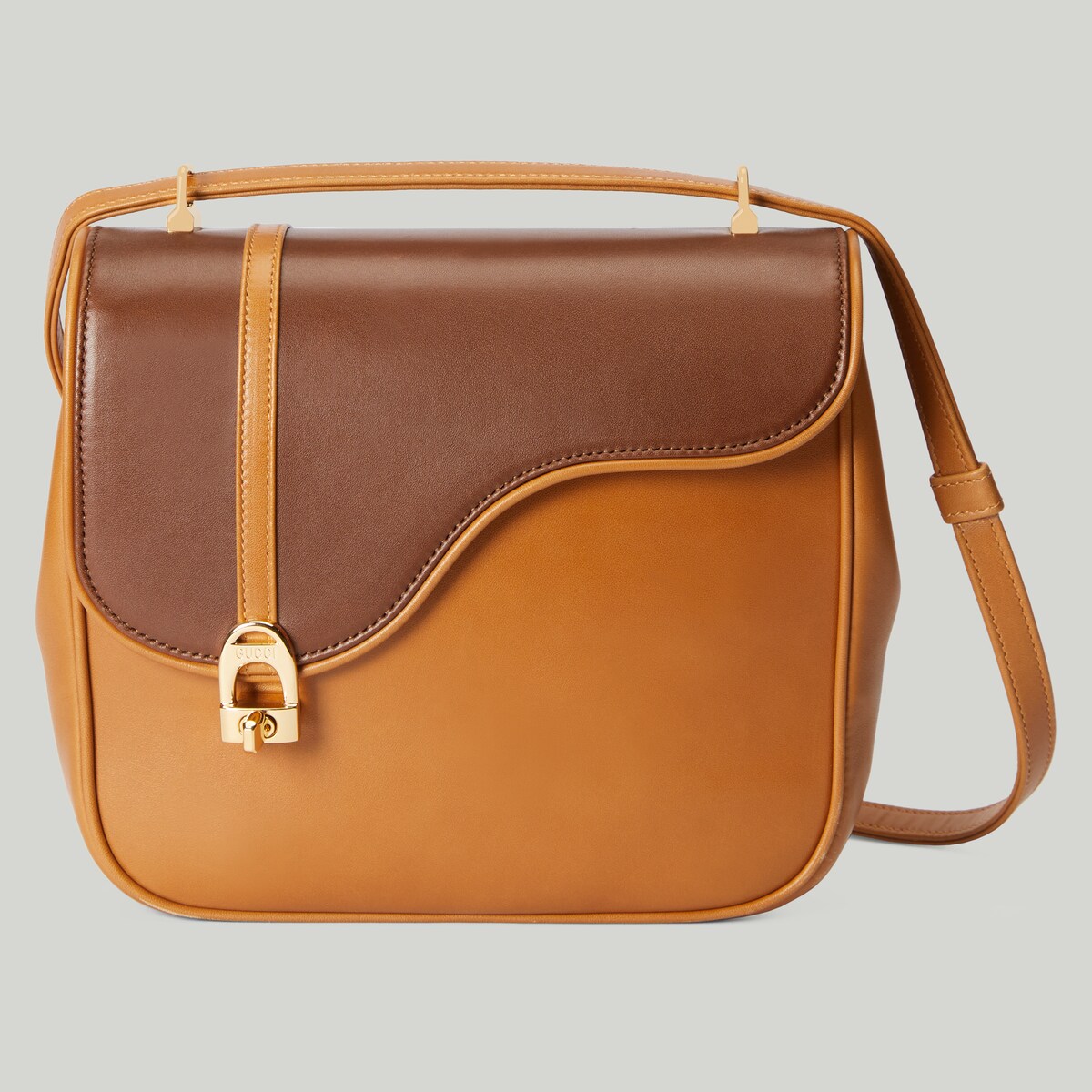 Equestrian inspired shoulder bag in cuir and brown leather GUCCI® BE