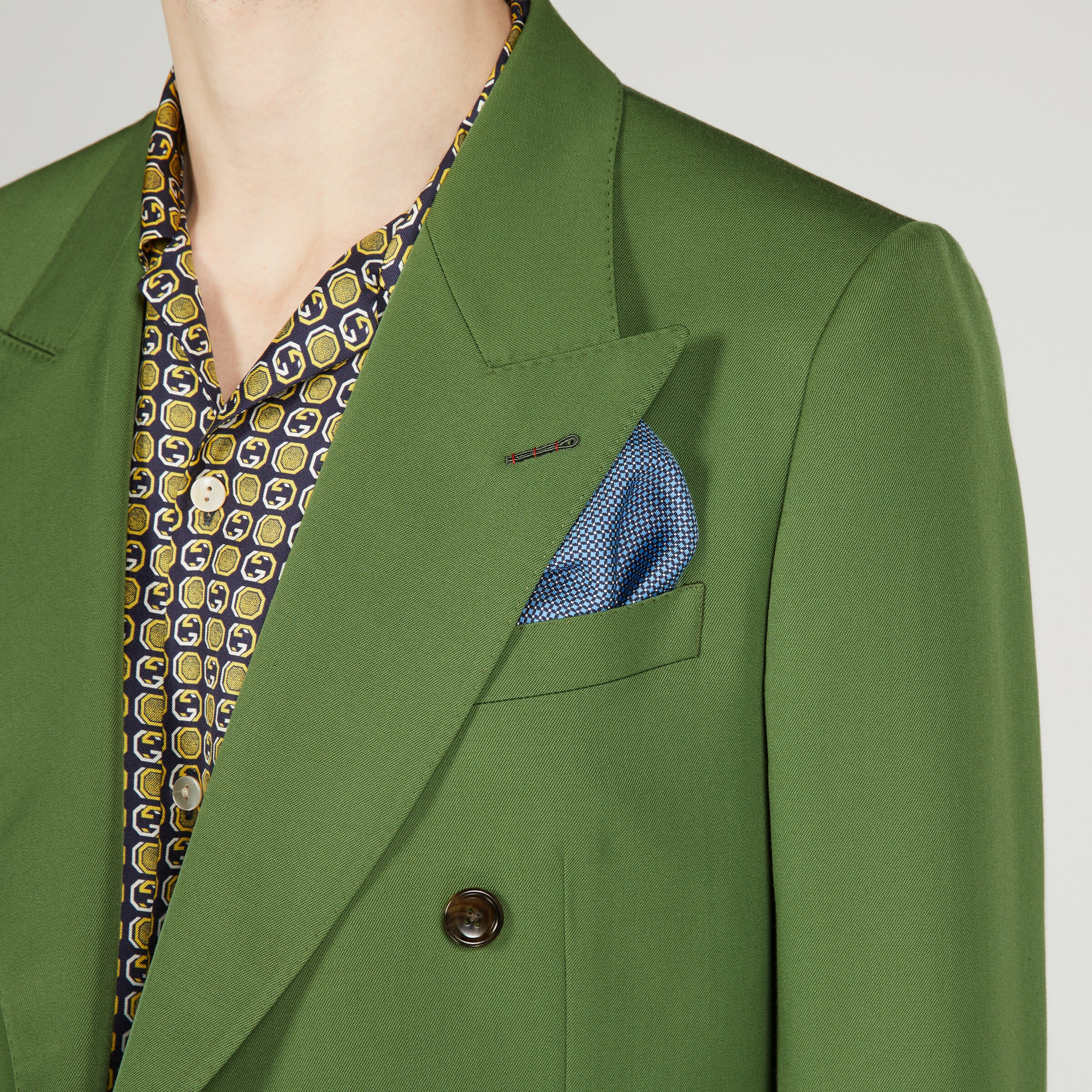 Polkadot rhombus silk pocket square in Navy and light blue GUCCI® US