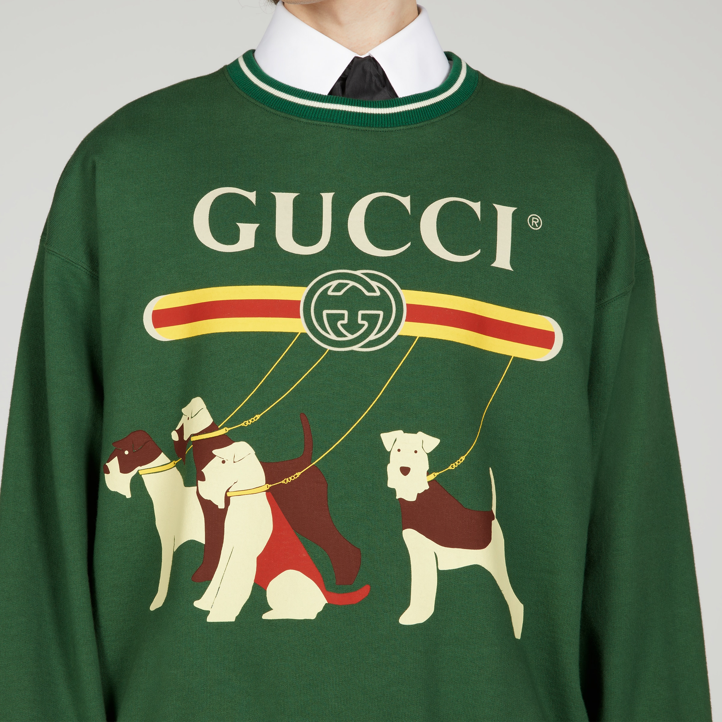 Cotton jersey sweatshirt in green GUCCI® Canada
