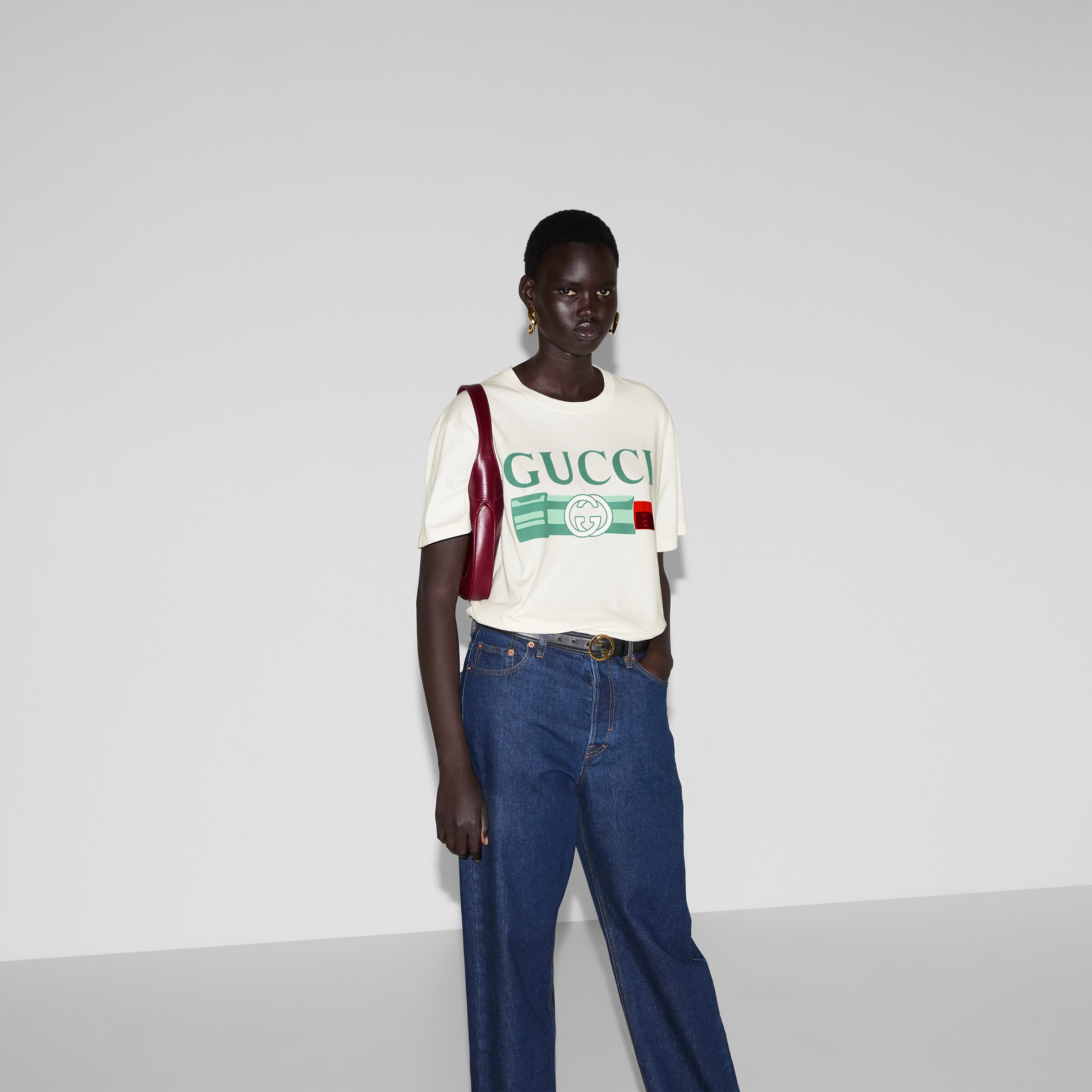 Gucci lipstick print print cotton Tshirt in white GUCCI® US