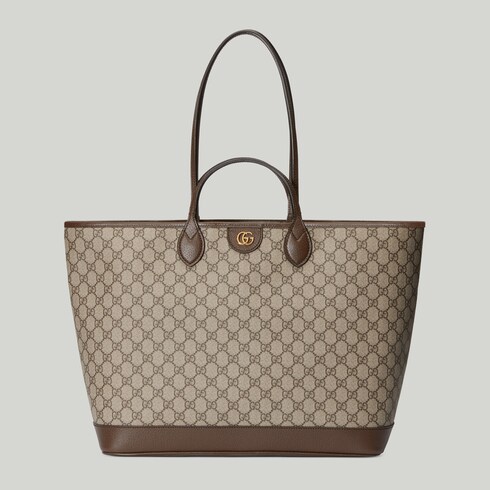 Ophidia large tote bag in beige and ebony Supreme | GUCCI® US