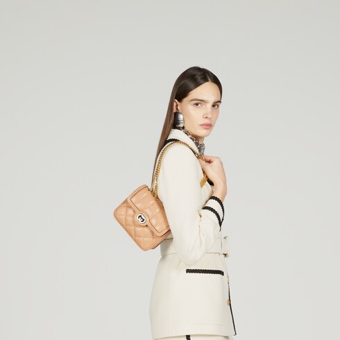 Gucci Deco mini shoulder bag in Neutral Leather GUCCI SI