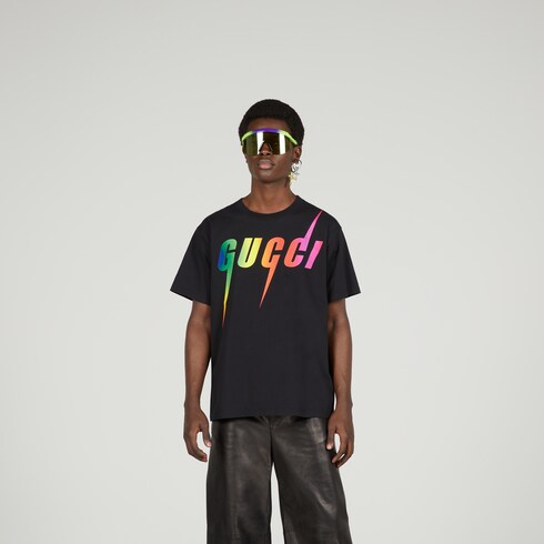 Cotton T-shirt with Gucci Blade print in Black Ready-to-wear | GUCCI® SI