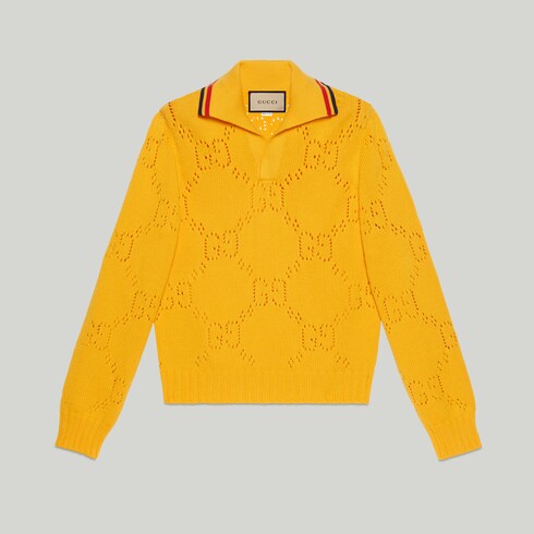 Perforated GG cotton jumper in Yellow Ready to wear GUCCI SI