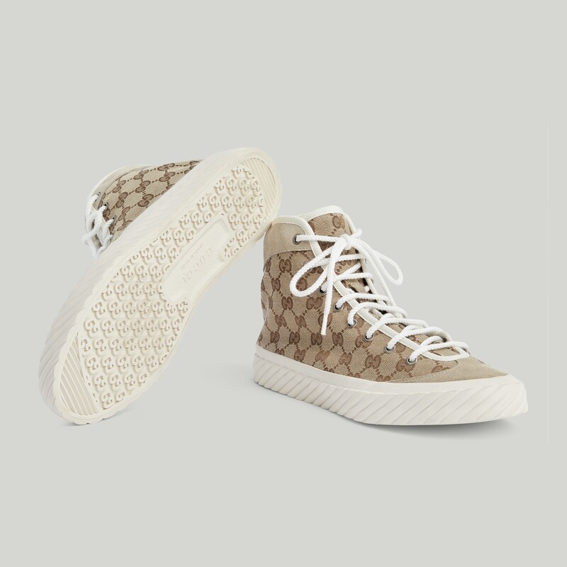 GG Canvas High Top Sneakers in Beige - Gucci