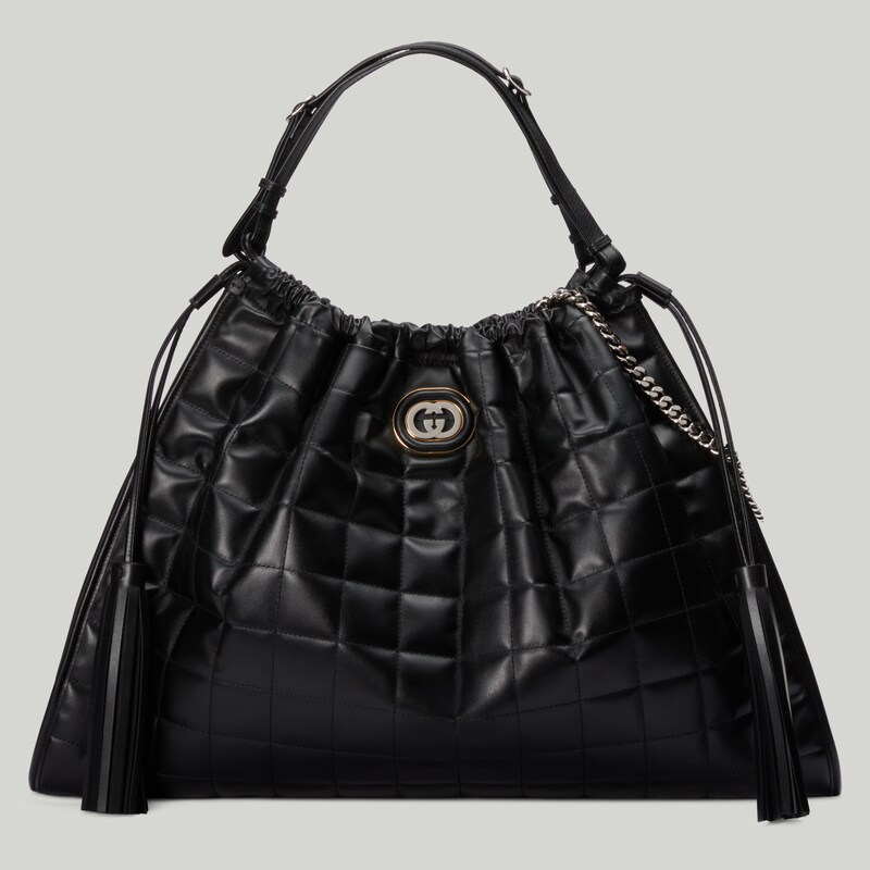 Gucci Deco large tote bag in black leather GUCCI® US