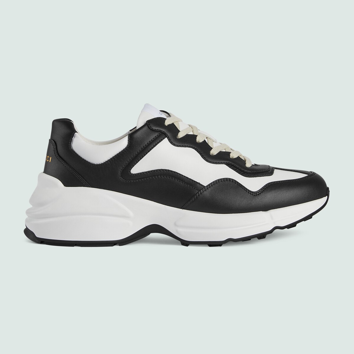 Men's Rhyton sneaker in black and white leather | GUCCI® NZ