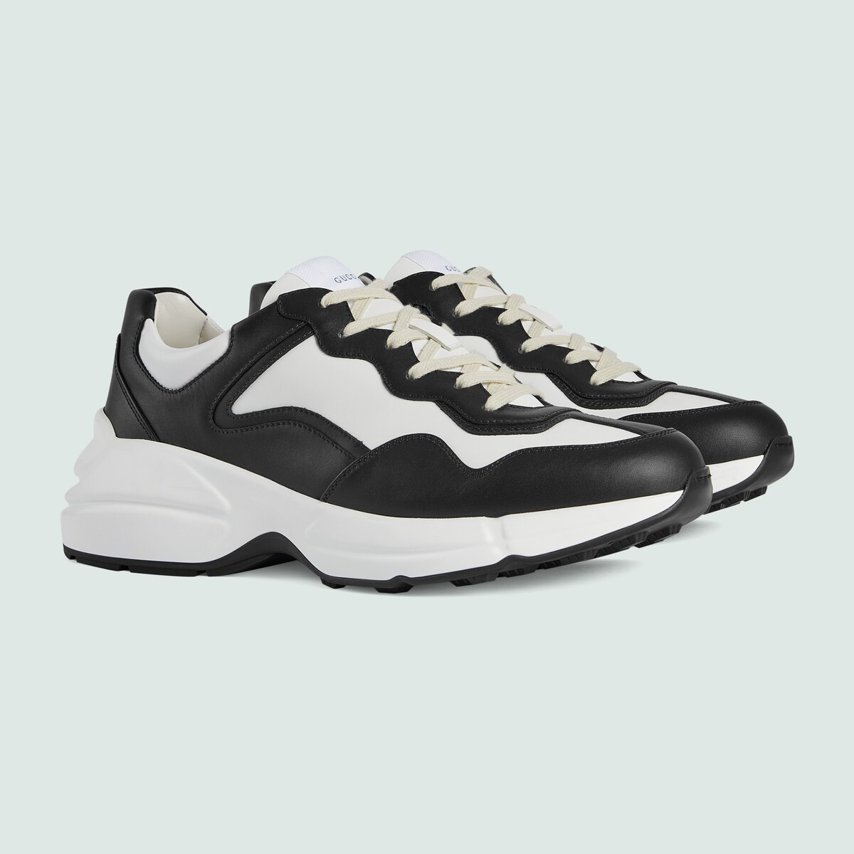 Men's Rhyton sneaker in black and white leather | GUCCI® NZ