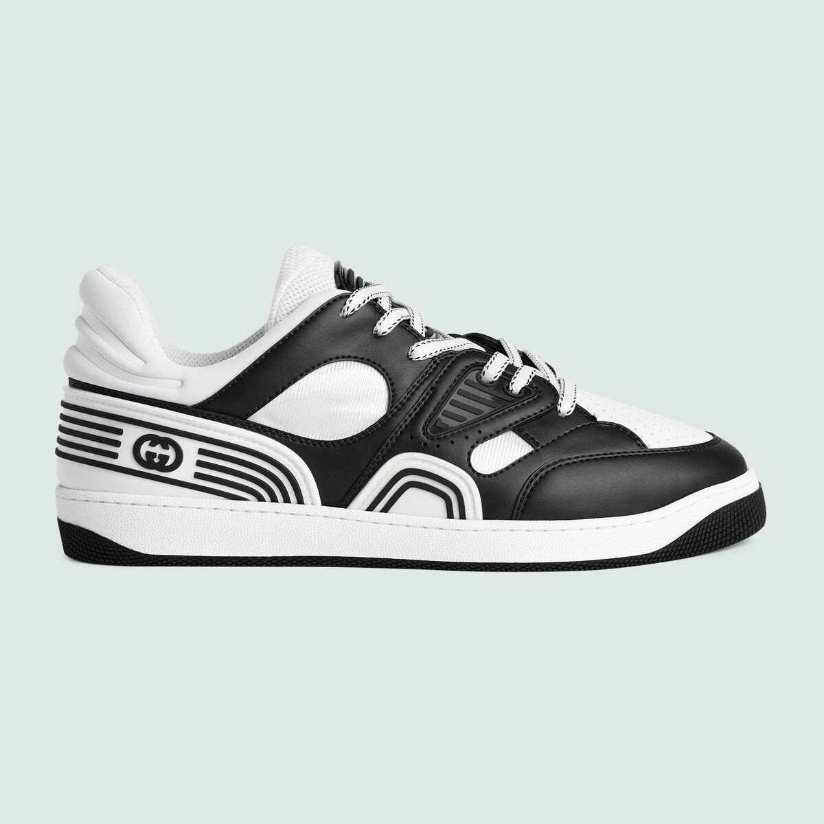 Men's Gucci Basket sneaker in black and white Demetra GUCCI® NZ