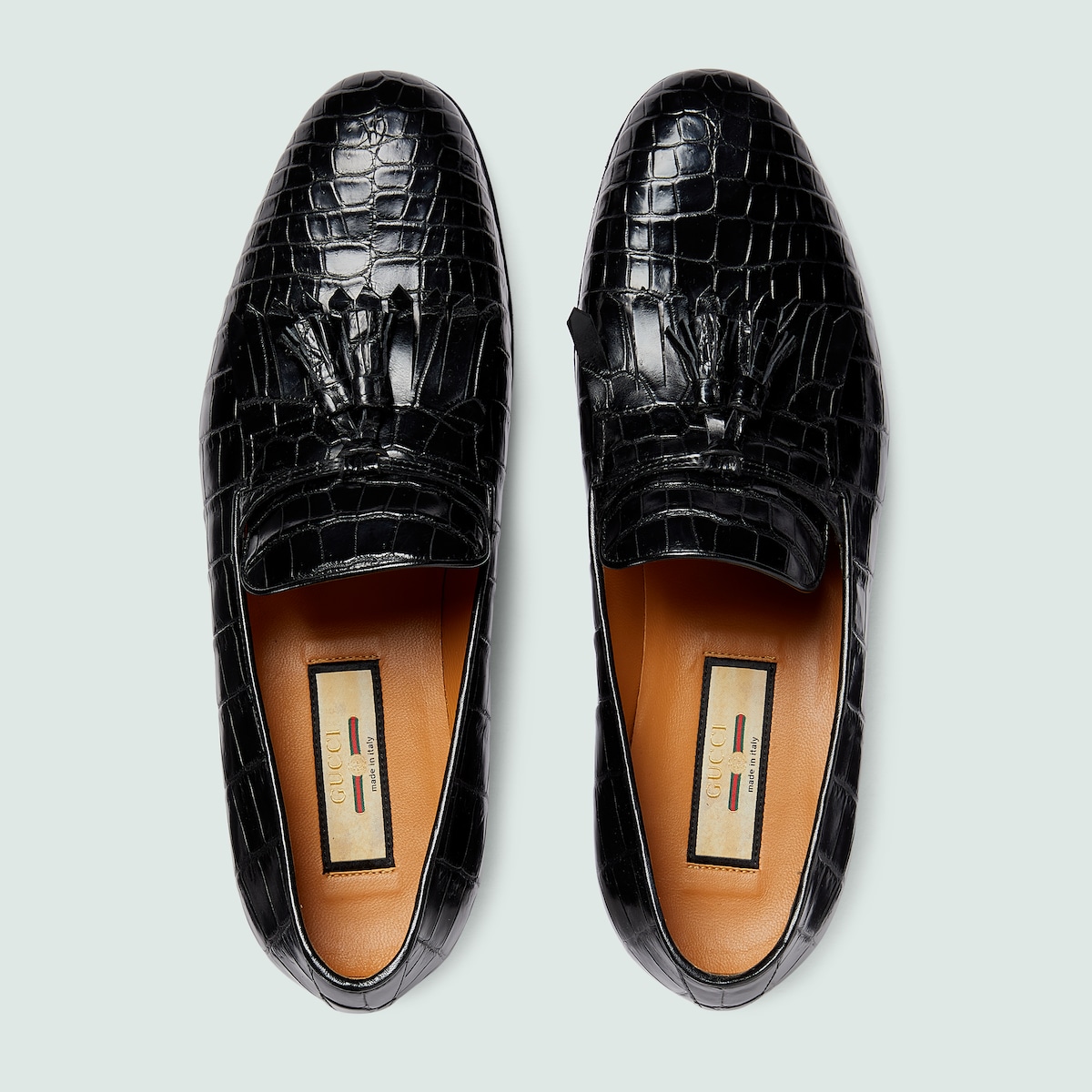 Men's crocodile loafer in black GUCCI® CZ