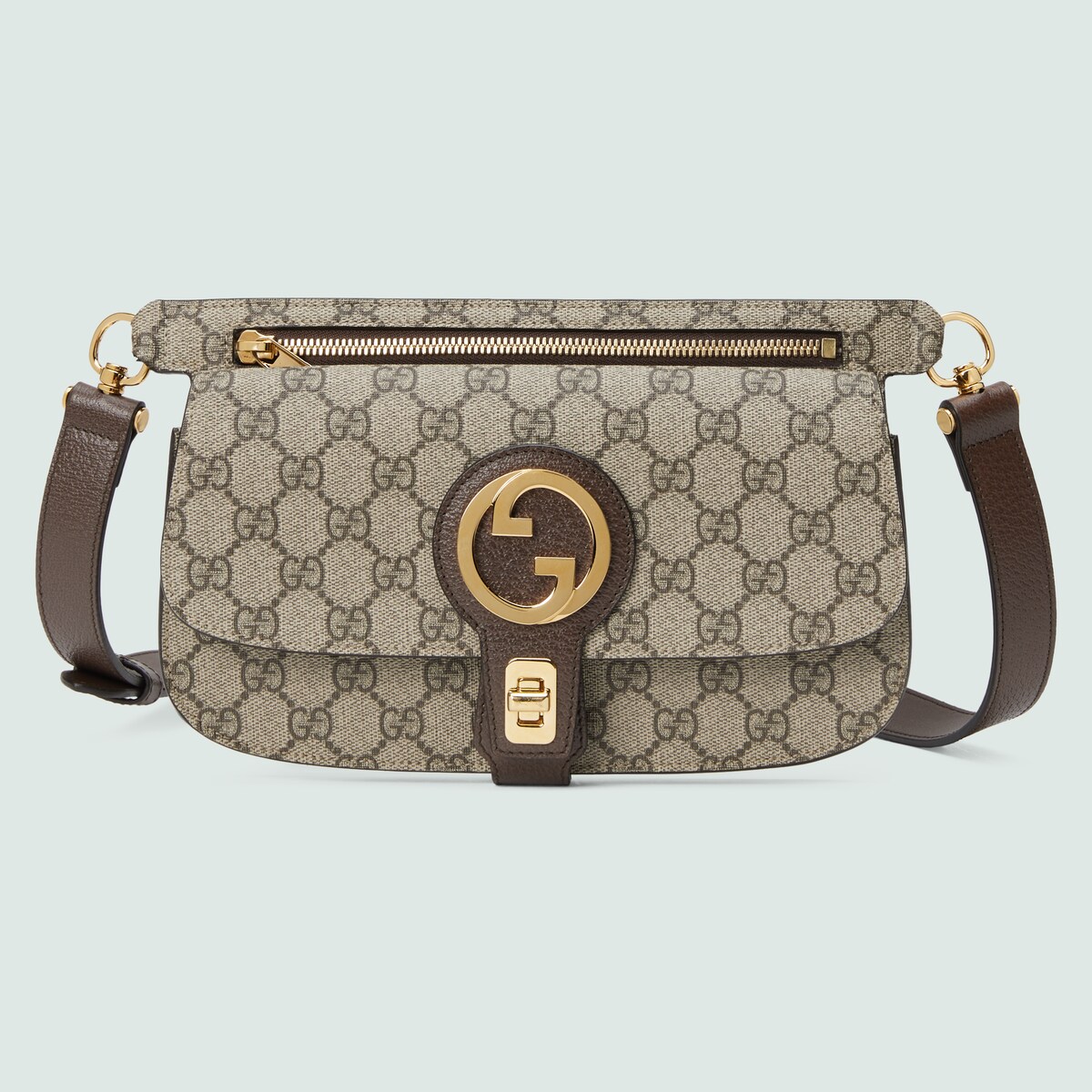 กระเป๋าคาดเอว Gucci Blondie belt bag inSupreme สีเบจและสีน้ำตาลอีโบนี