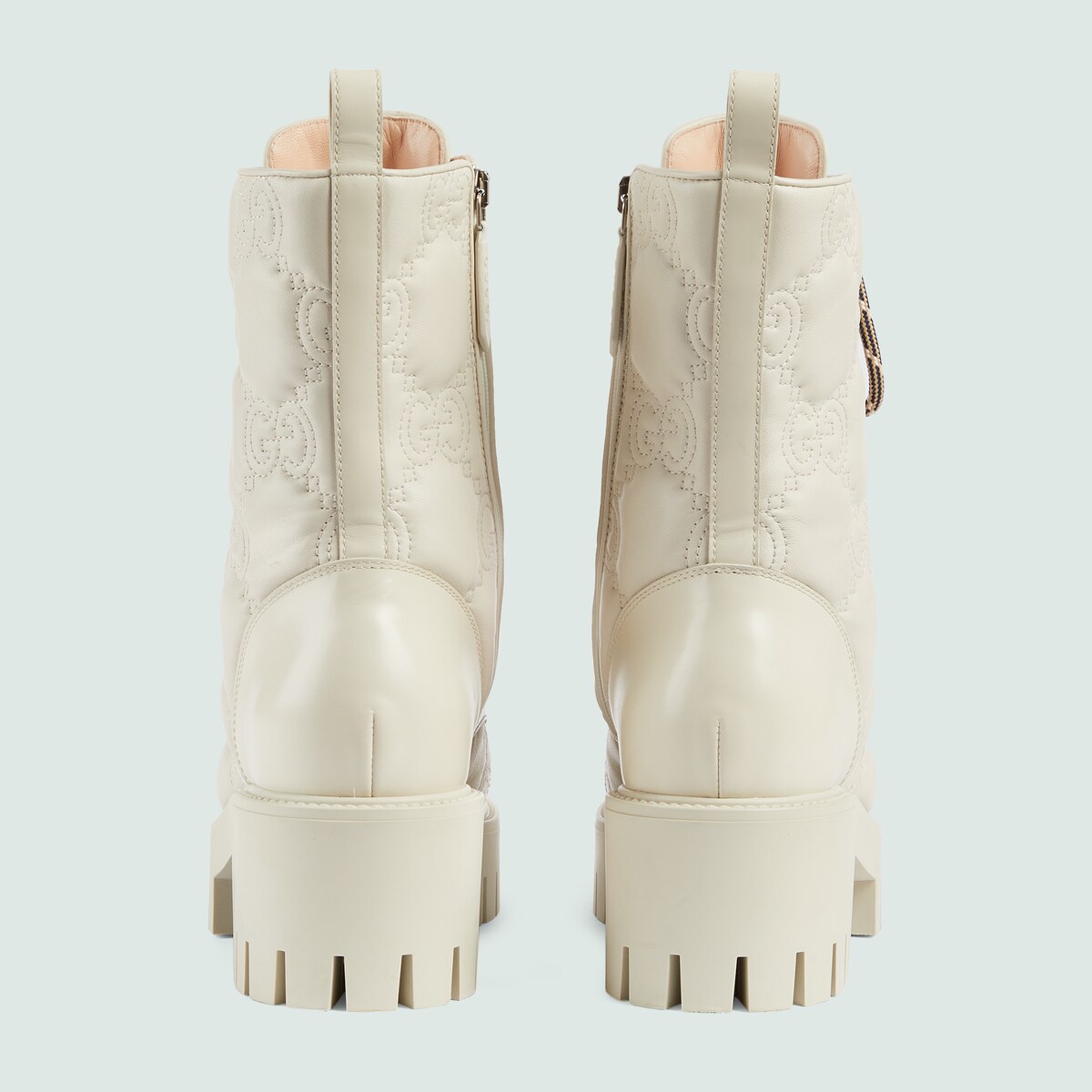 Women's GG Matelassé laceup boot in off white leather GUCCI® US
