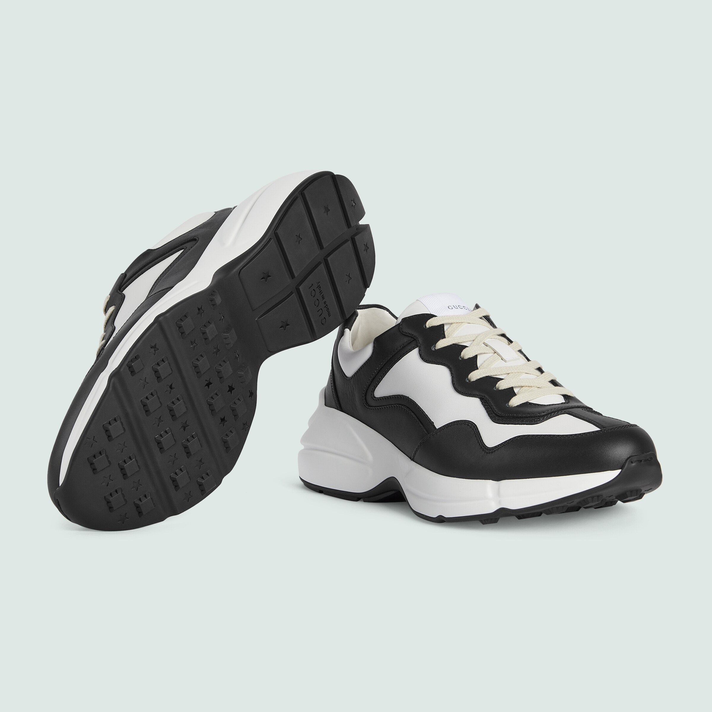 Men's Rhyton sneaker inblack and white leather GUCCI® MX