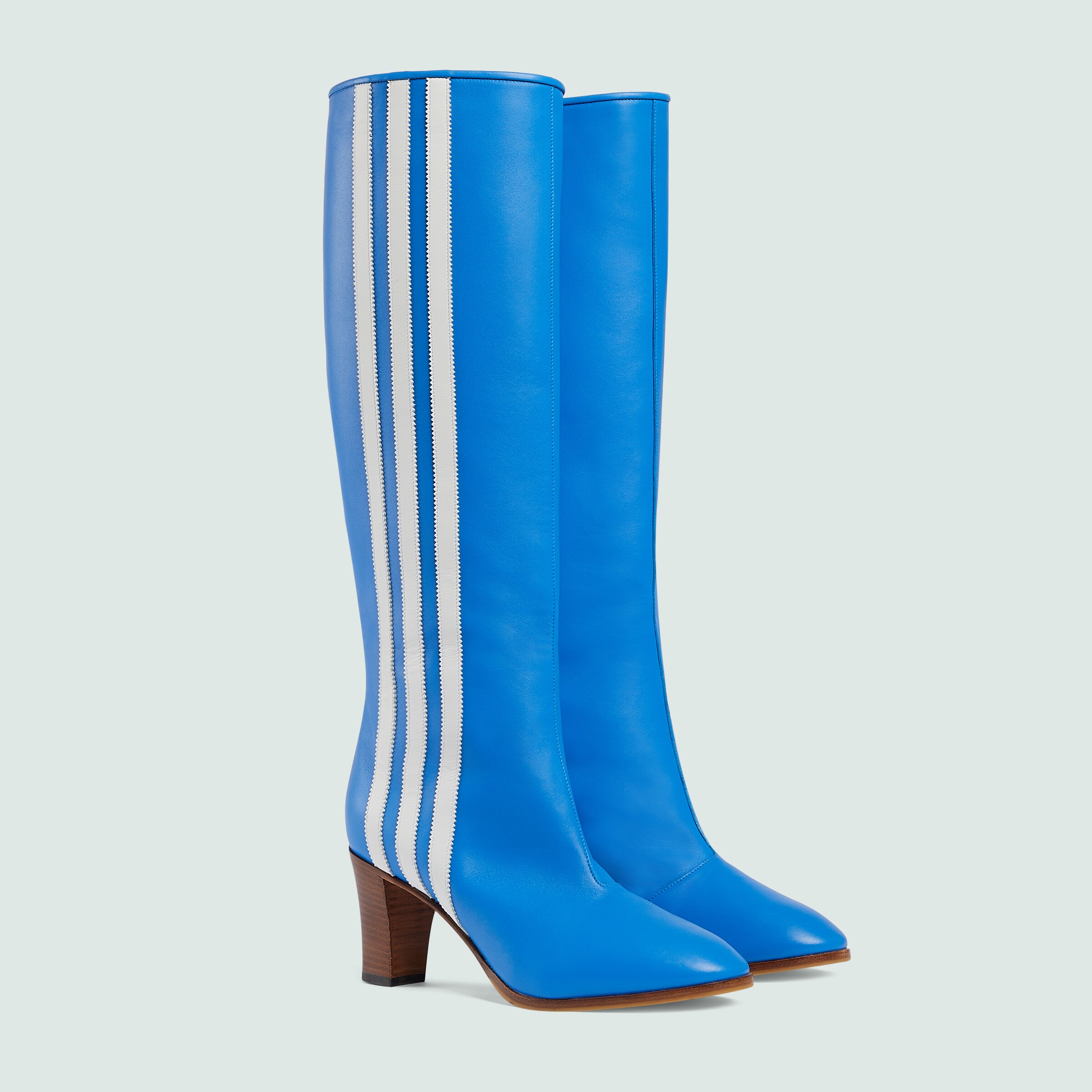adidas x Gucci women's kneehigh boot in bright blue leather GUCCI® US
