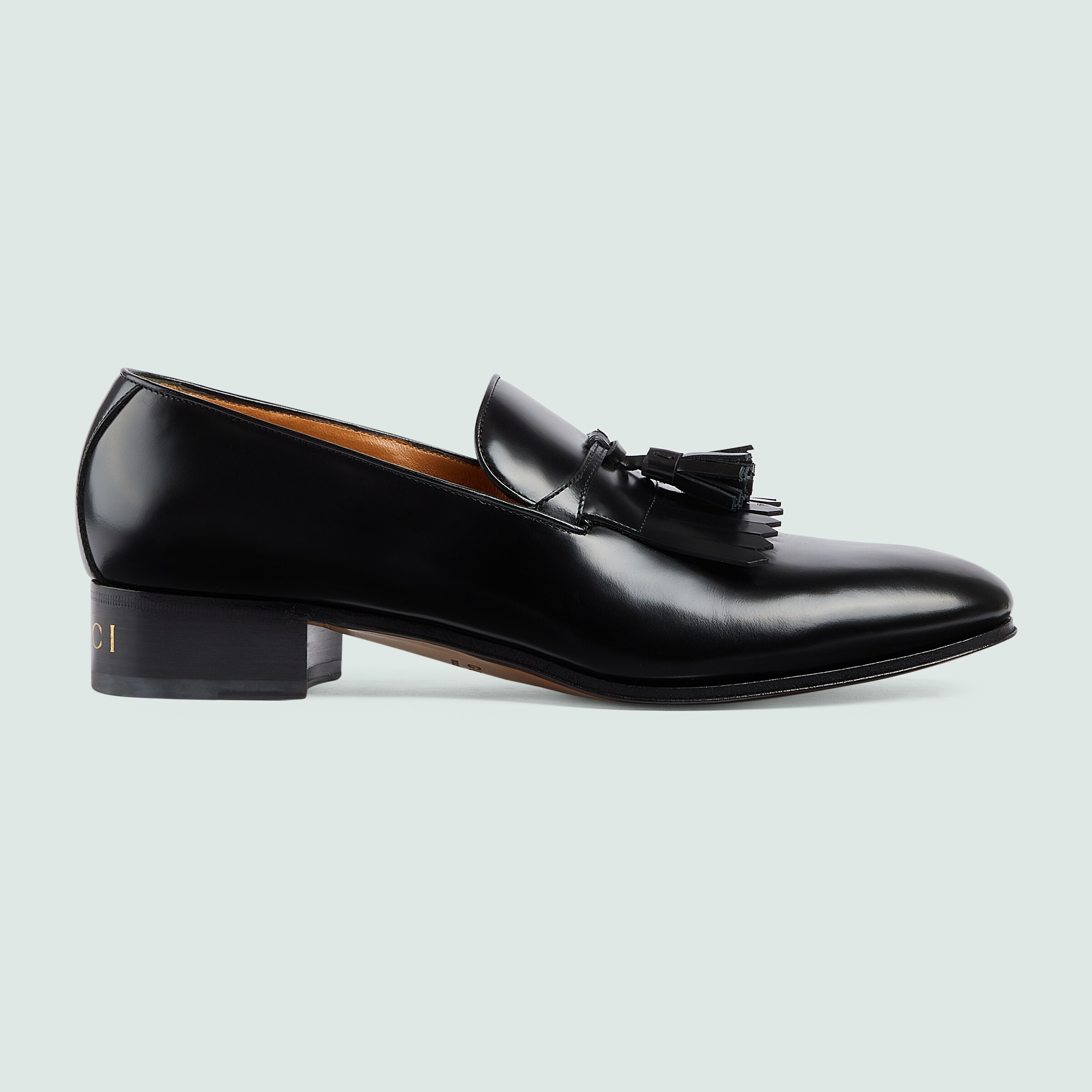 Men's loafer with tassel in black leather GUCCI® US