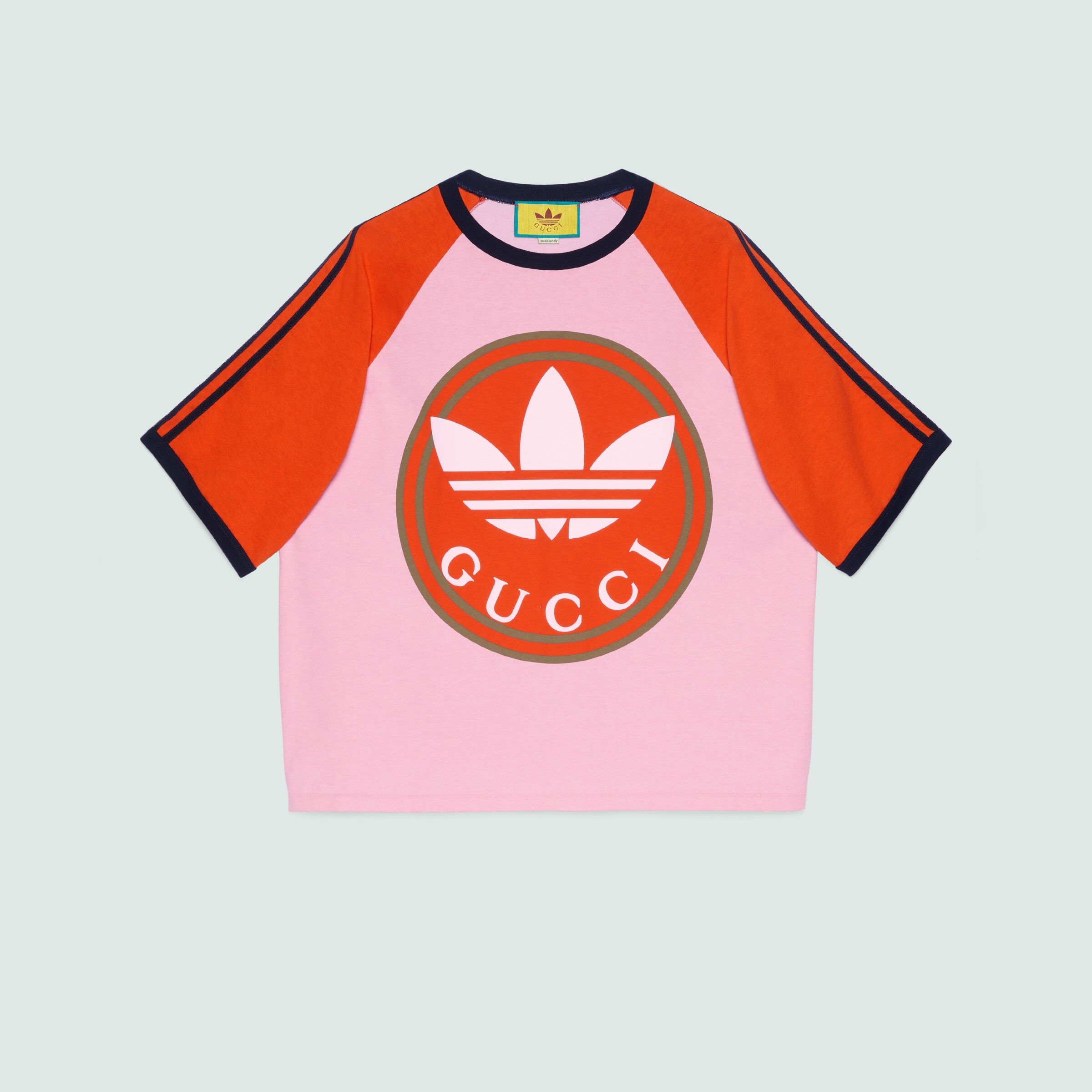 adidas x Gucci cotton jersey Tshirt in pink and brick red GUCCI® AT