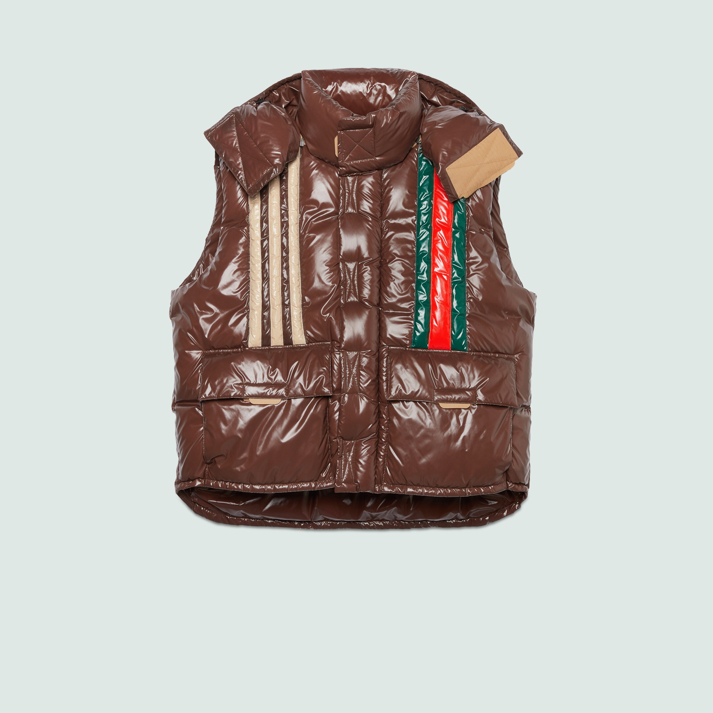 adidas x Gucci down vest in brown GUCCI® US