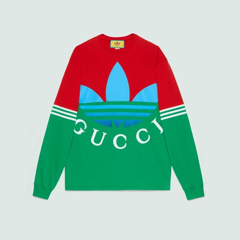 adidas x Gucci long sleeve T-shirt in red and green | GUCCI® UK