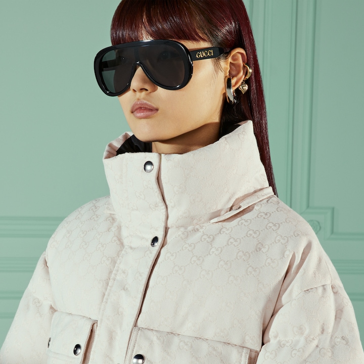 GG cotton canvas puffer jacket in off white GUCCI® SG