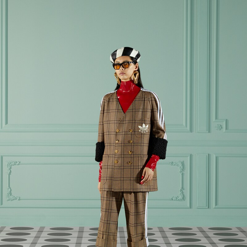 adidas x Gucci グレンチェック ジャケットキャメル＆ブラウン | GUCCI® JP