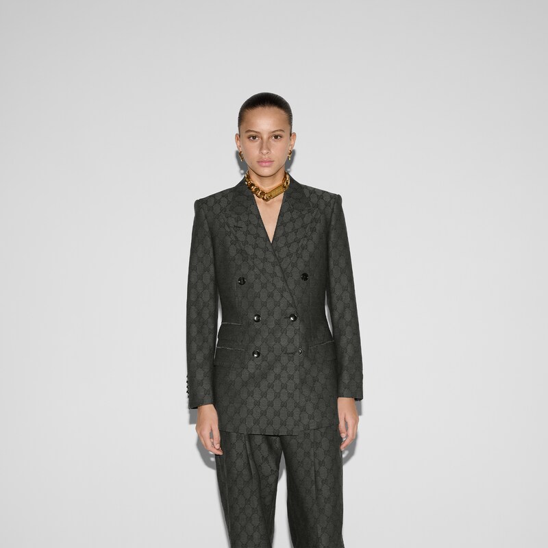 GG wool jacquard jacket in dark grey GUCCI® US