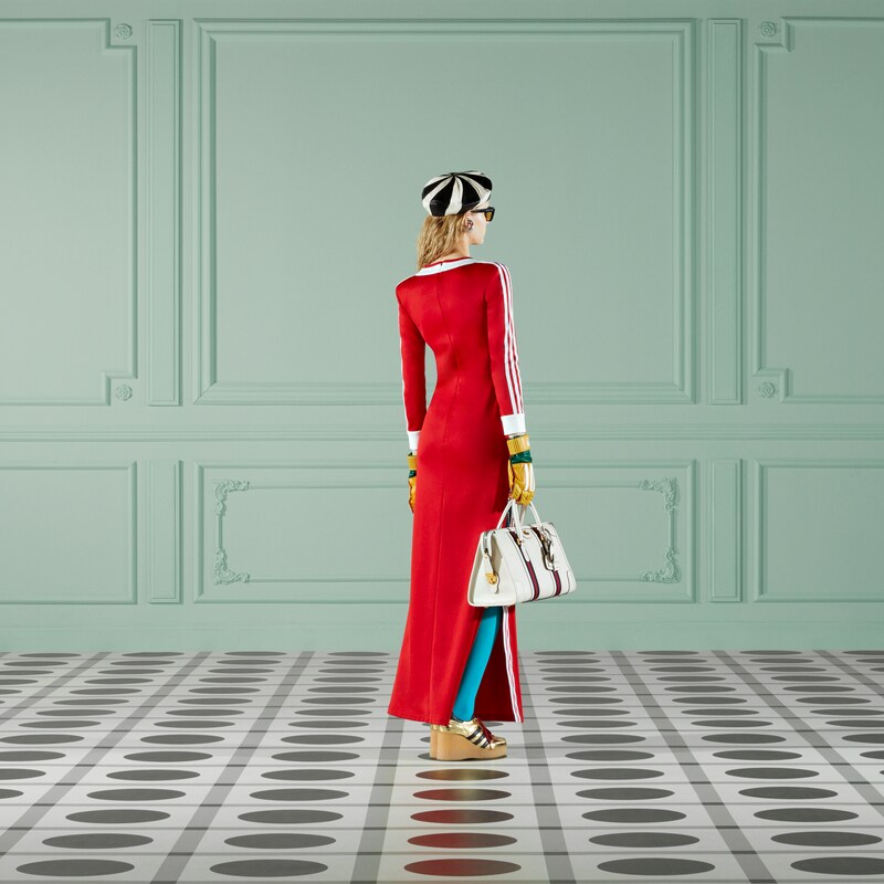 เดรส adidas x Gucci cotton jersey dress inสีแดงสด GUCCI® TH