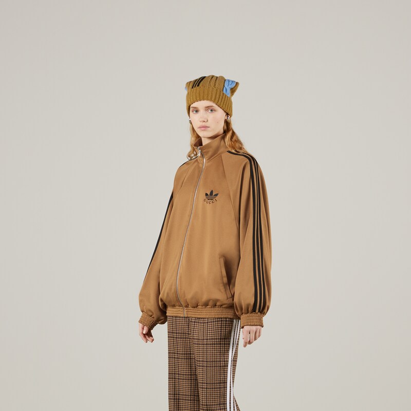 adidas x Gucci コットンジャージー ジップジャケットブラウン 