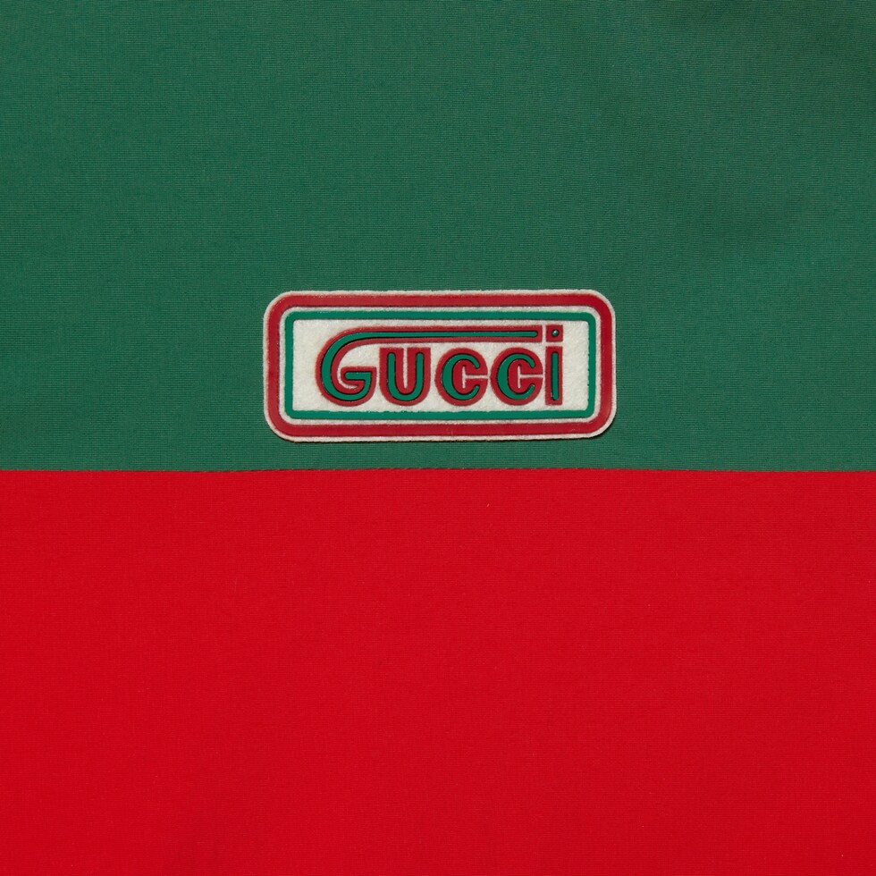Hooded jacket with Gucci in red and green GUCCI® Canada