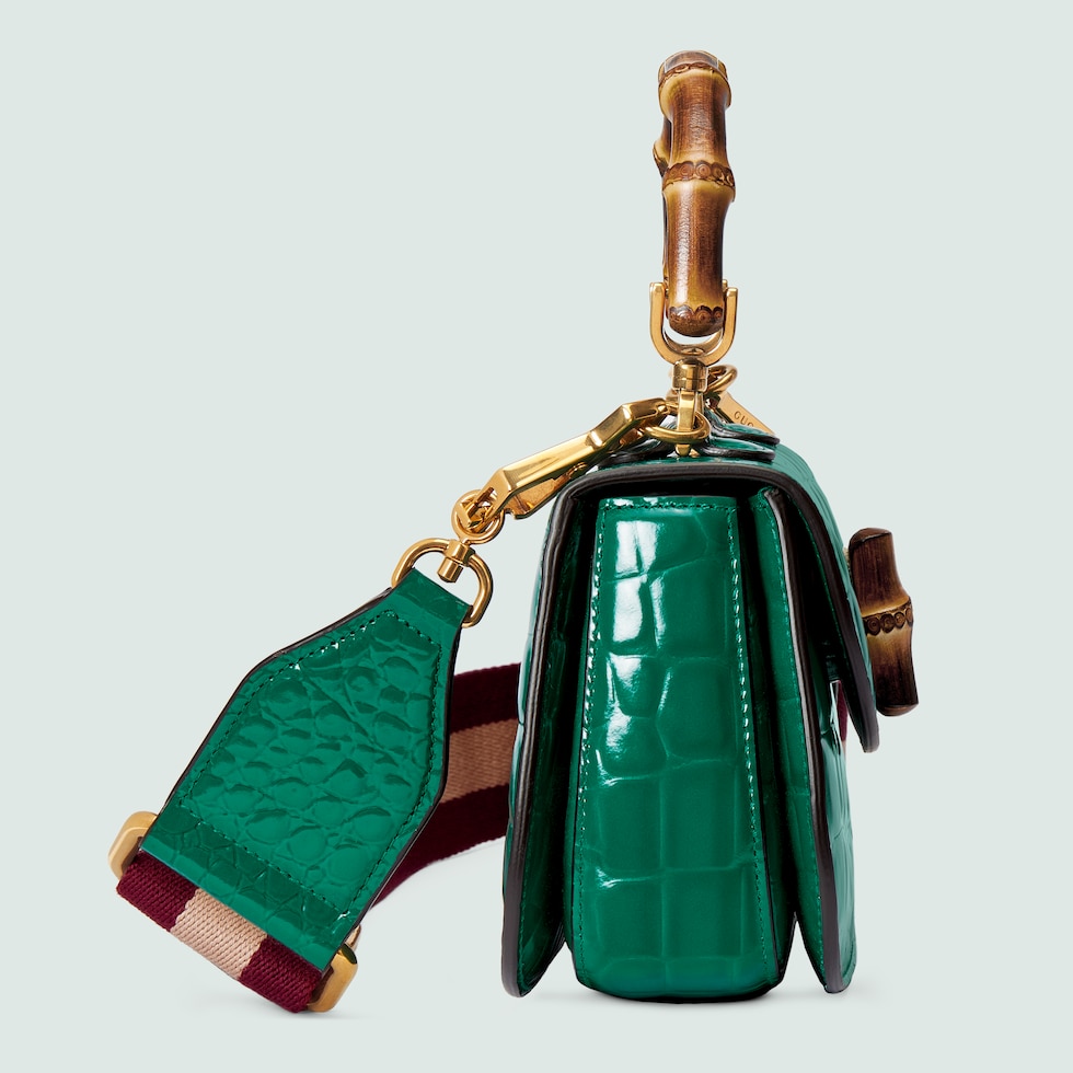 Gucci Bamboo 1947 mini crocodile bag in emerald green GUCCI® US