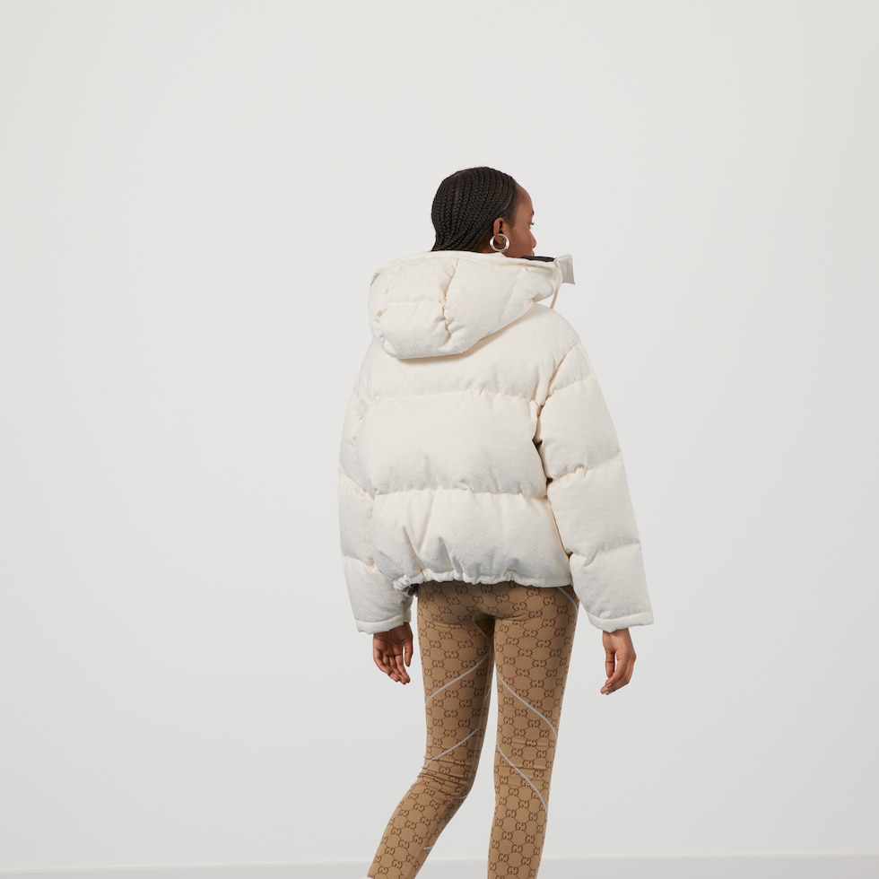 GG cotton canvas puffer jacket in off white GUCCI® US