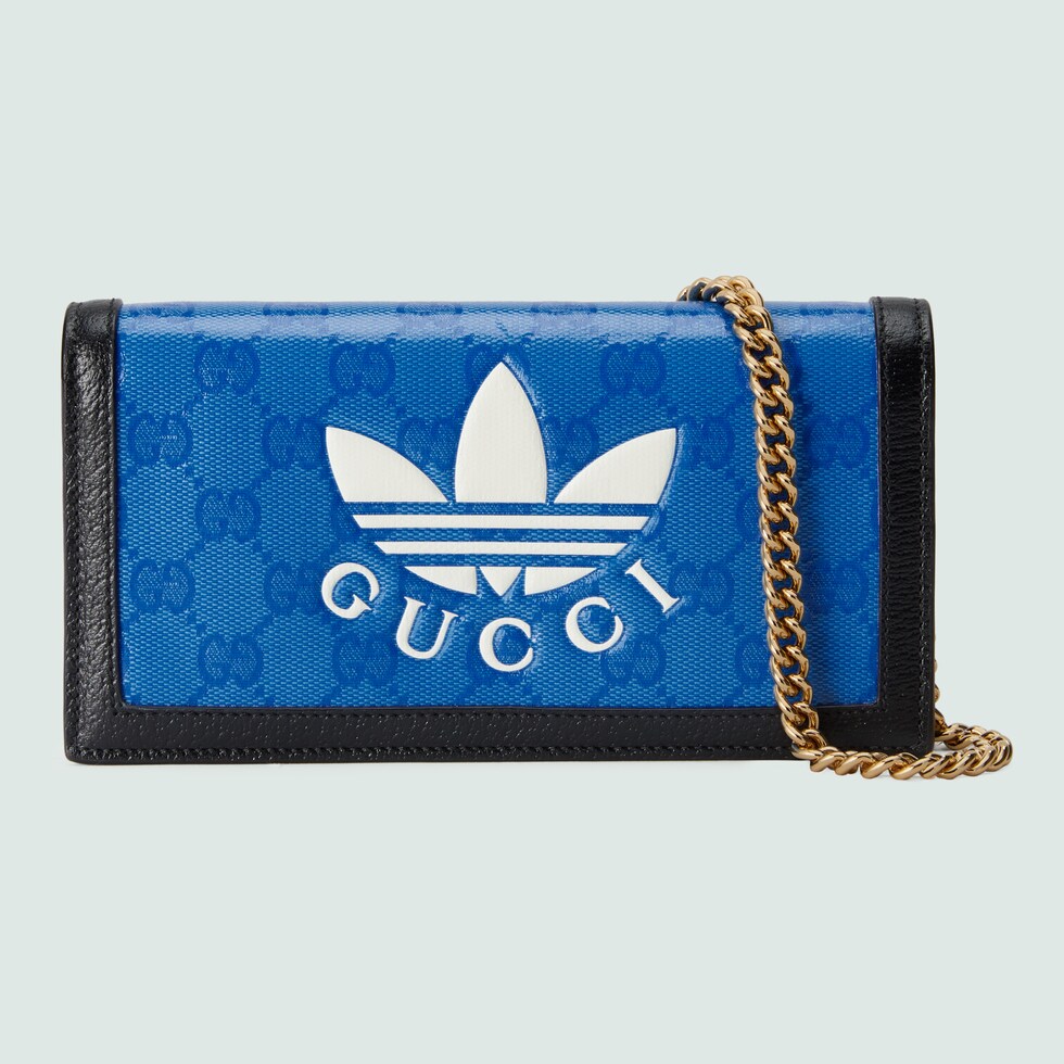 adidas x Gucci wallet with chain in blue GG Crystal canvas GUCCI® IE