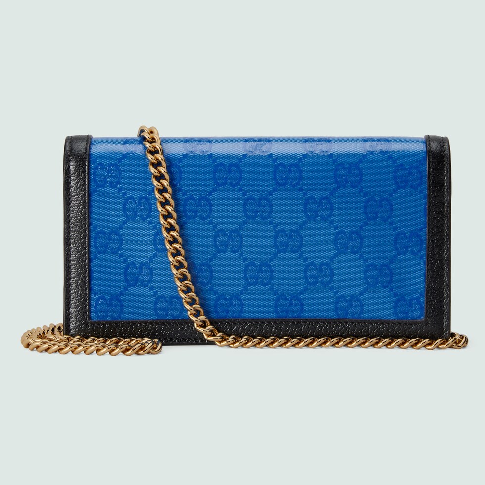 adidas x Gucci チェーン付き ウォレットブルー GG クリスタル 