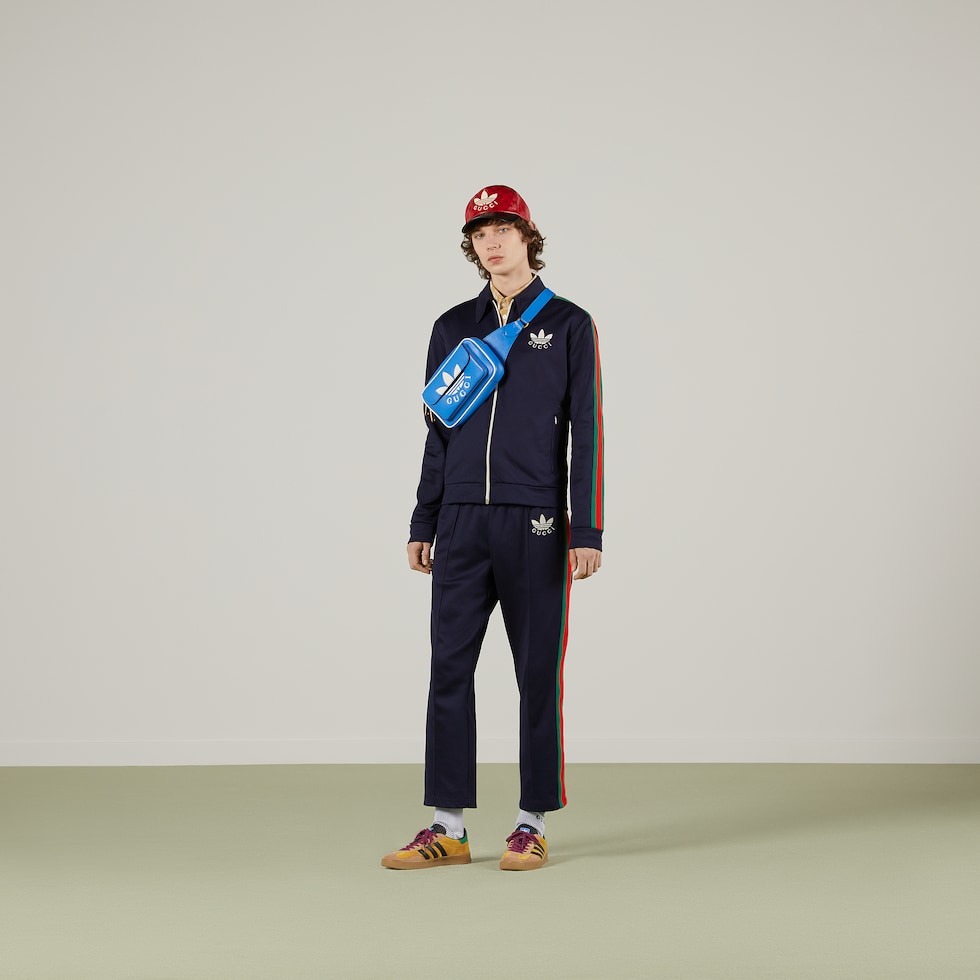 dirección Anuncio Ceniza adidas x Gucci zip jacket in dark blue | GUCCI® US