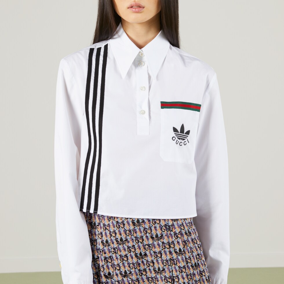 adidas x Gucci コットン ポロシャツホワイト | GUCCI® JP