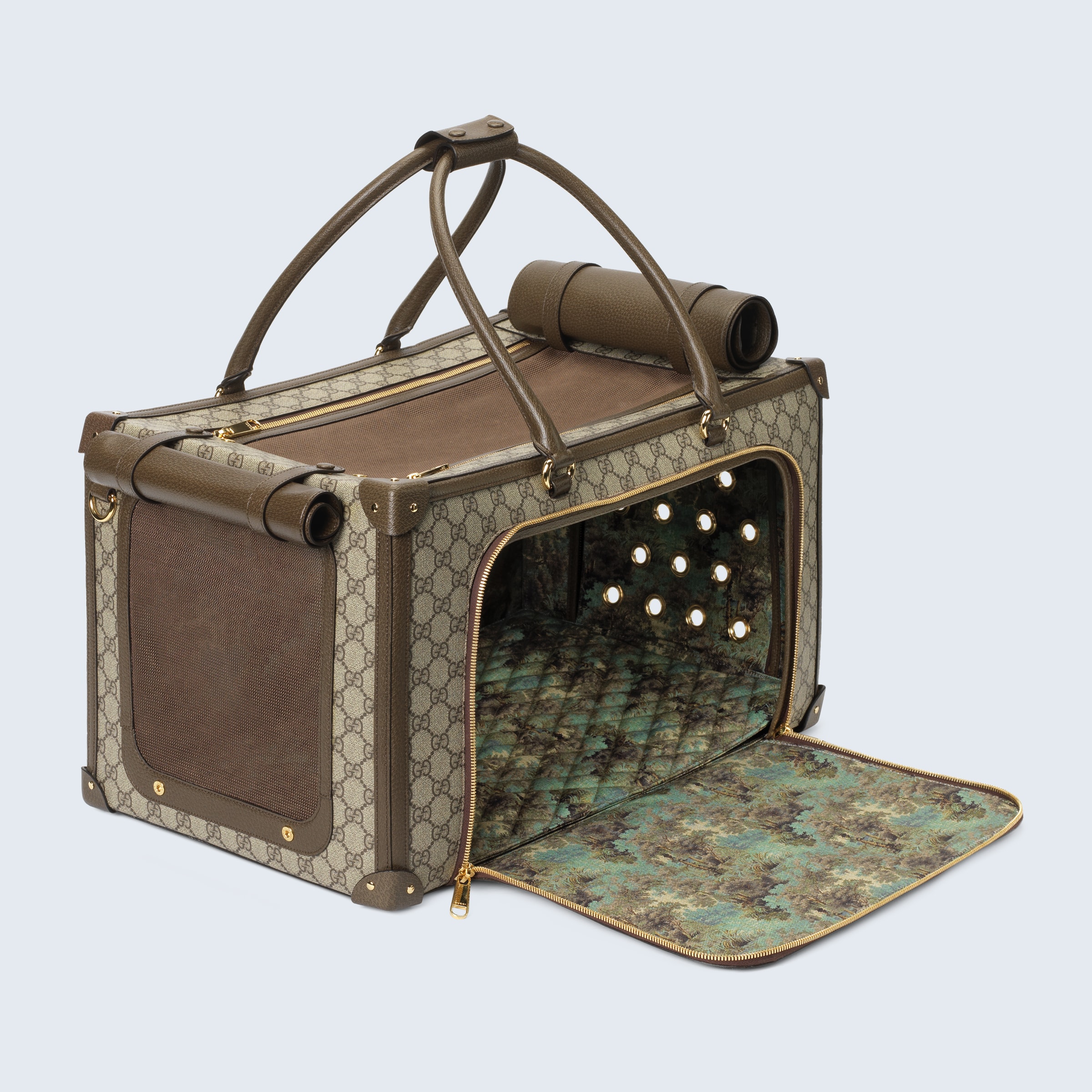 Pet carrier with  in beige and ebony Supreme GUCCI® US