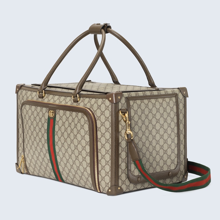 Pet carrier with  in beige and ebony Supreme GUCCI® US