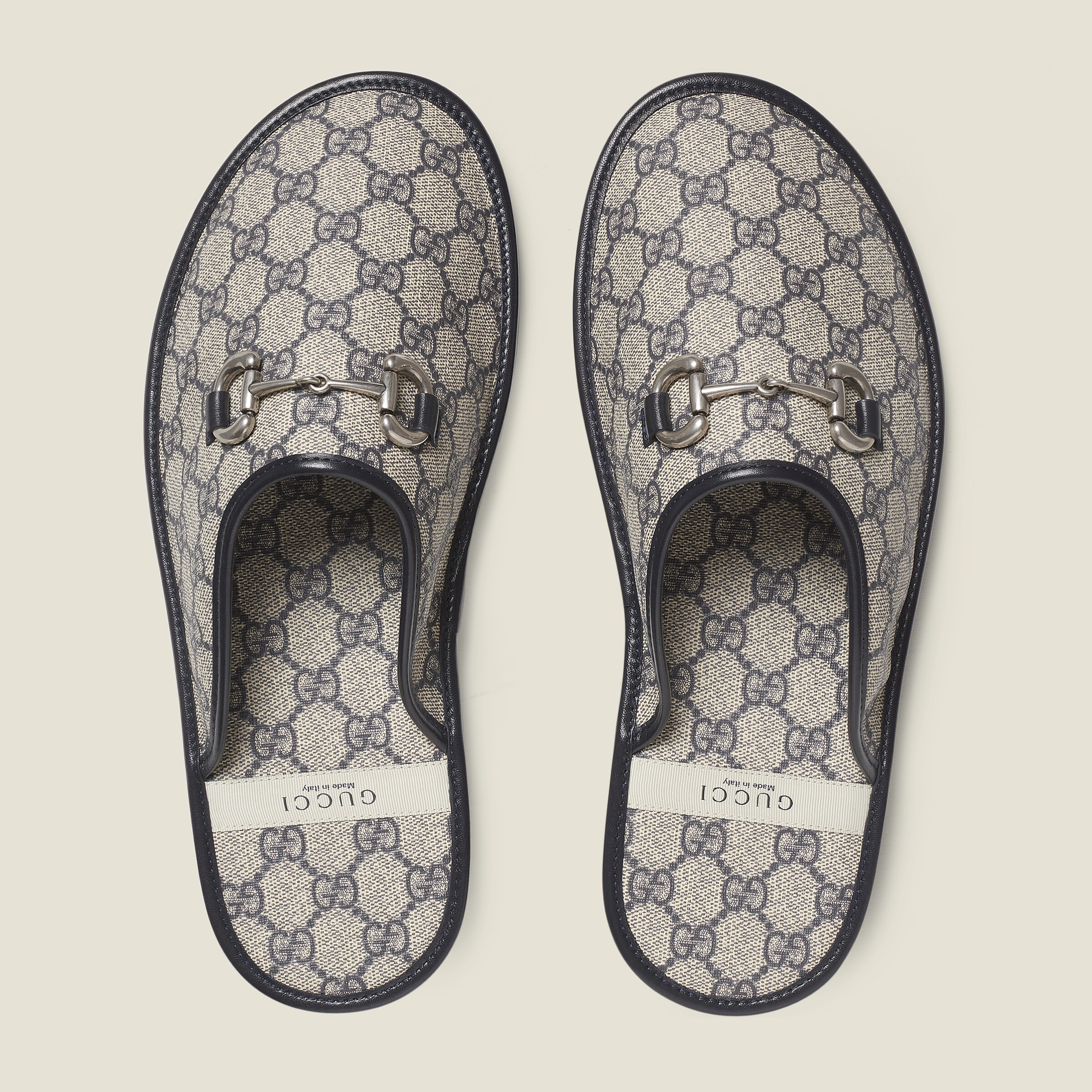 Men's GG slipper with Horsebit in beige and blue Supreme GUCCI® UK