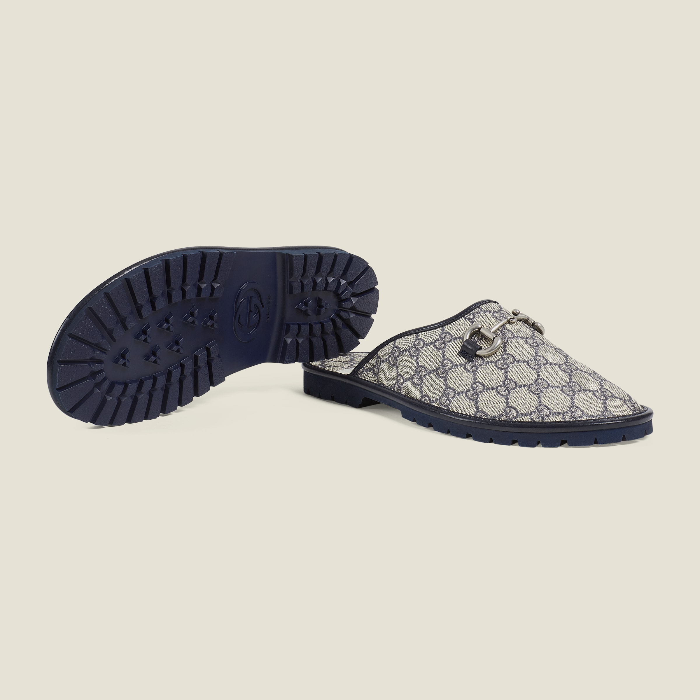 Men's GG slipper with Horsebit in beige and blue Supreme GUCCI® CZ
