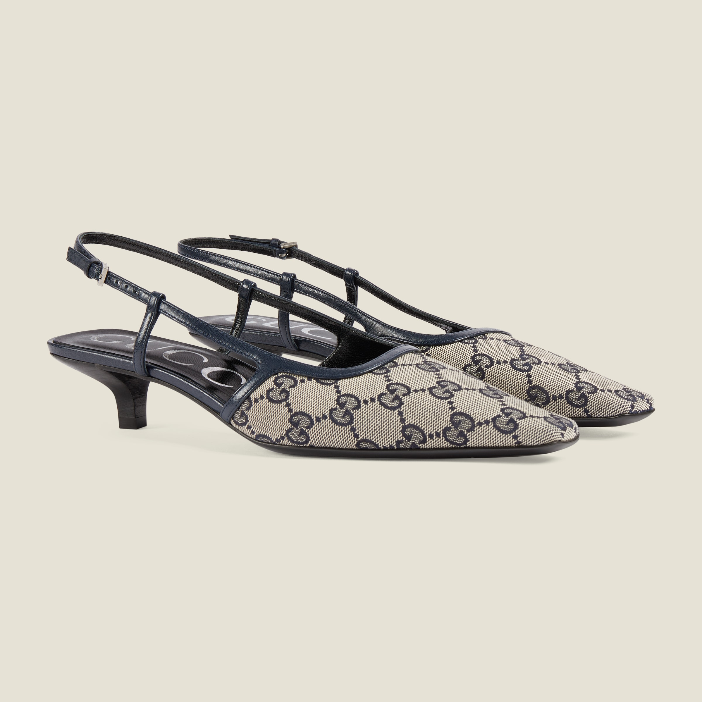 Women's GG slingback pump in beige and blue Supreme GUCCI® UK
