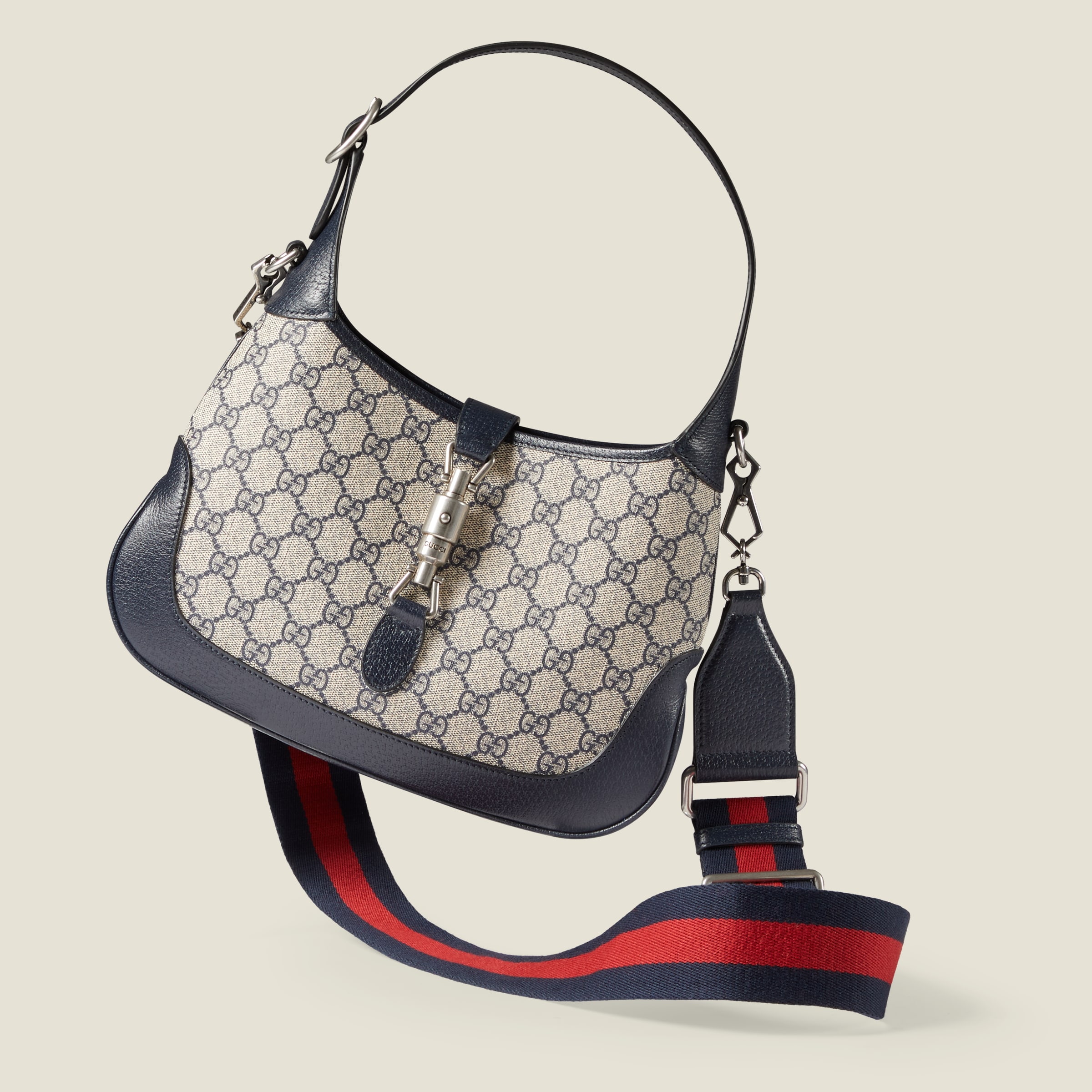 GUCCI 1961 Jackie GG Supreme Gold Metal Shoulder Bag 637092 Beige brown