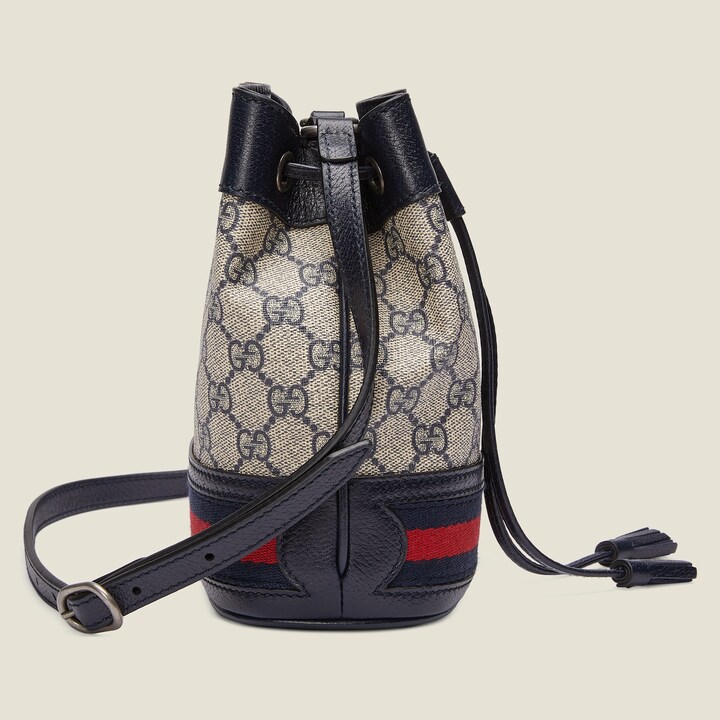 Ophidia GG mini bucket bag in beige and blue Supreme GUCCI® US