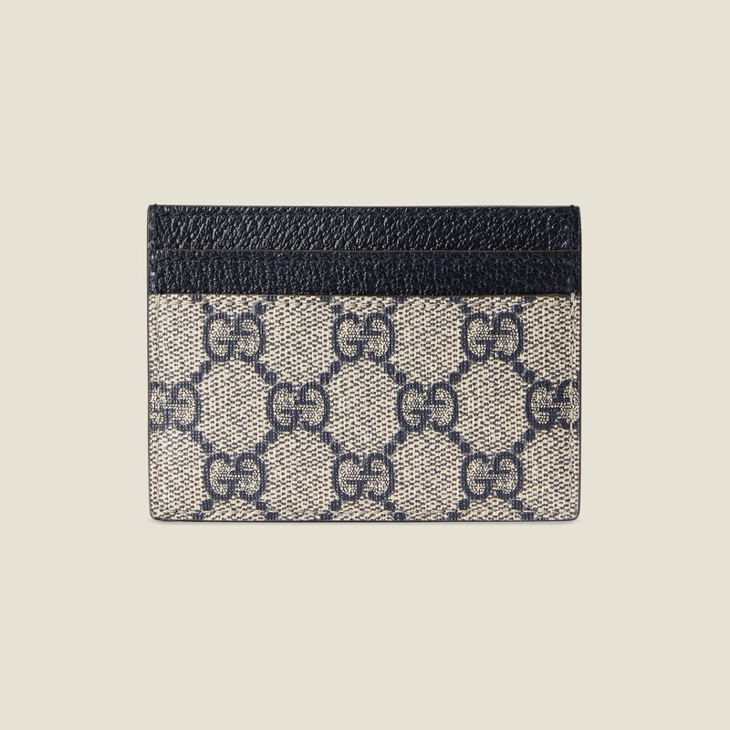 Ophidia GG card case in beige and blue 