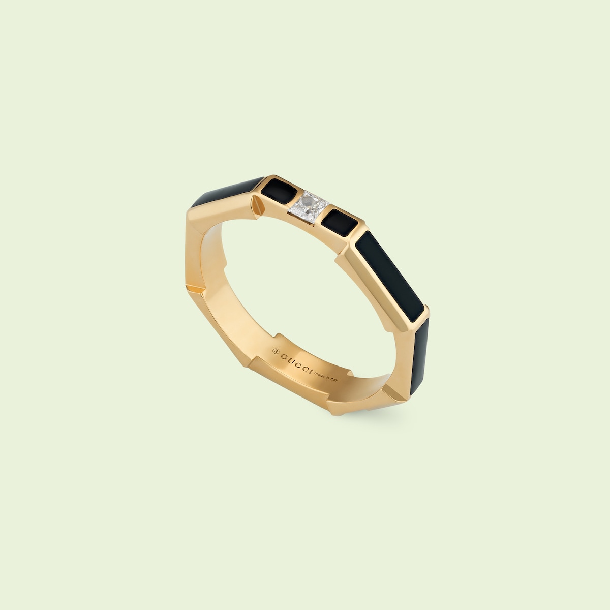 Gucci Link to Love enamel and diamond ring in 18k yellow gold GUCCI® Australia