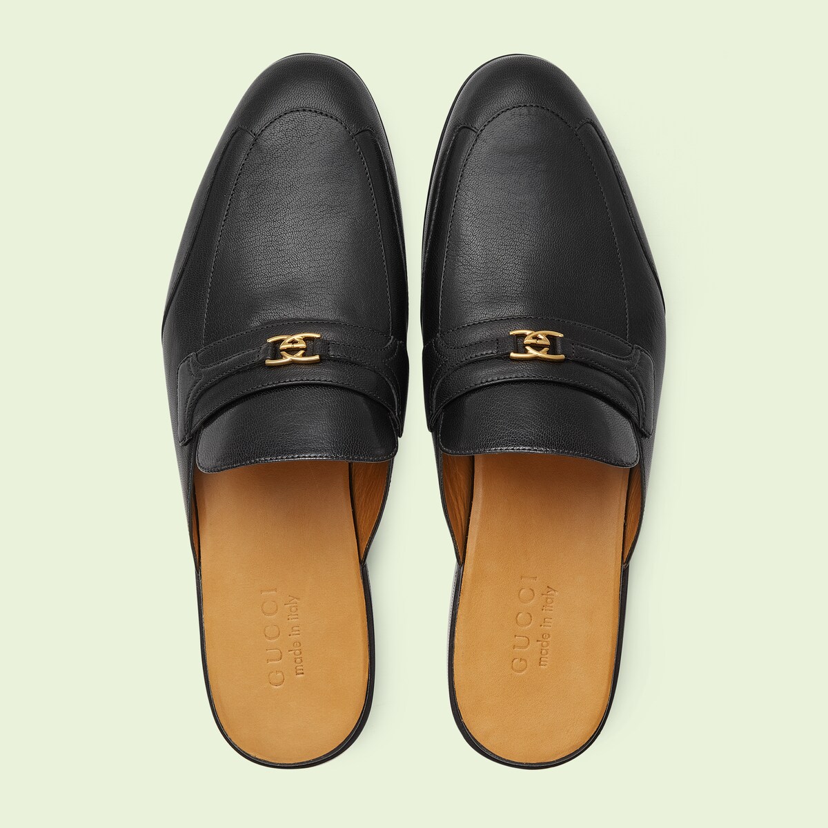 Men's slipper with Interlocking G in black leather GUCCI® Australia