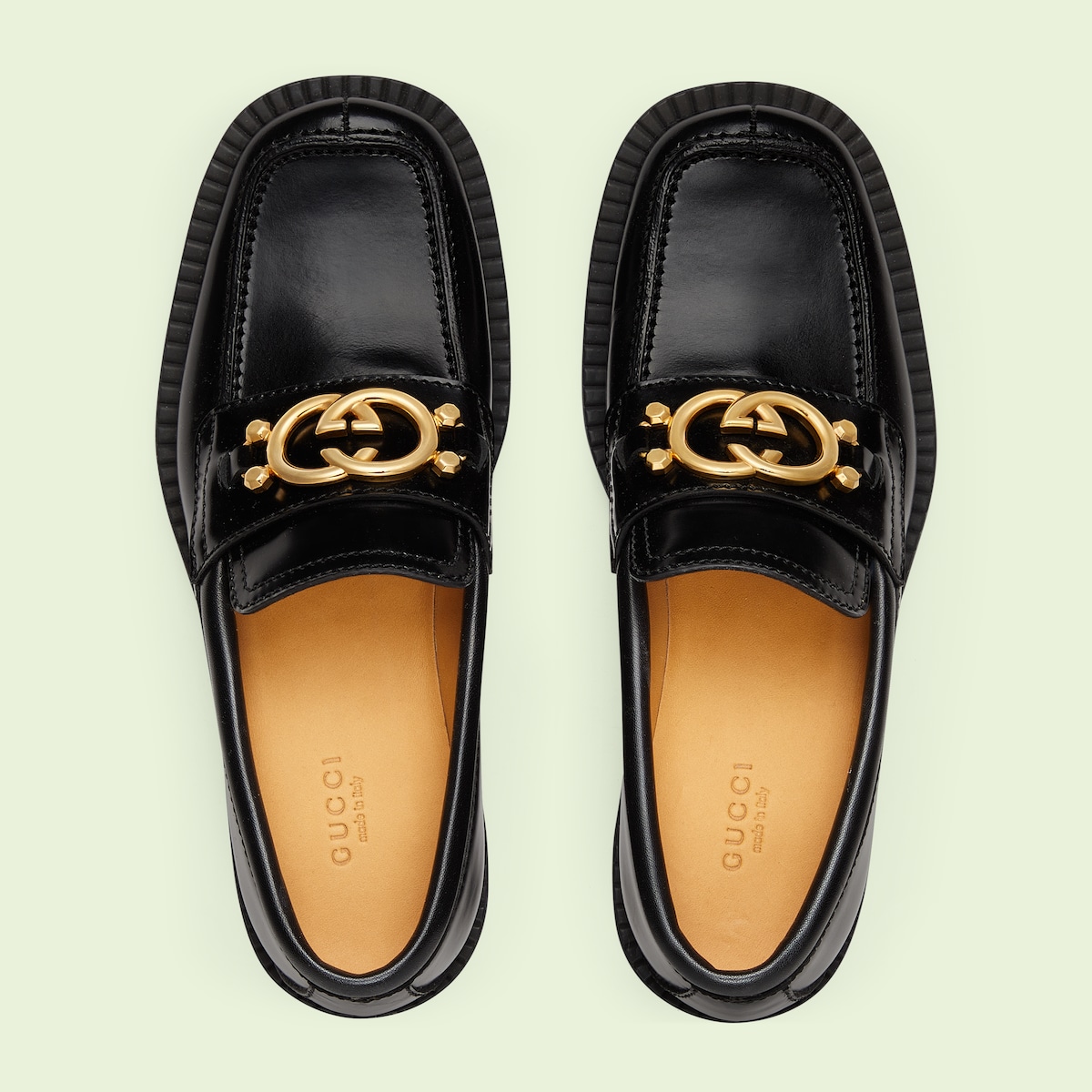 Women's loafer with Interlocking G in black leather GUCCI® NO