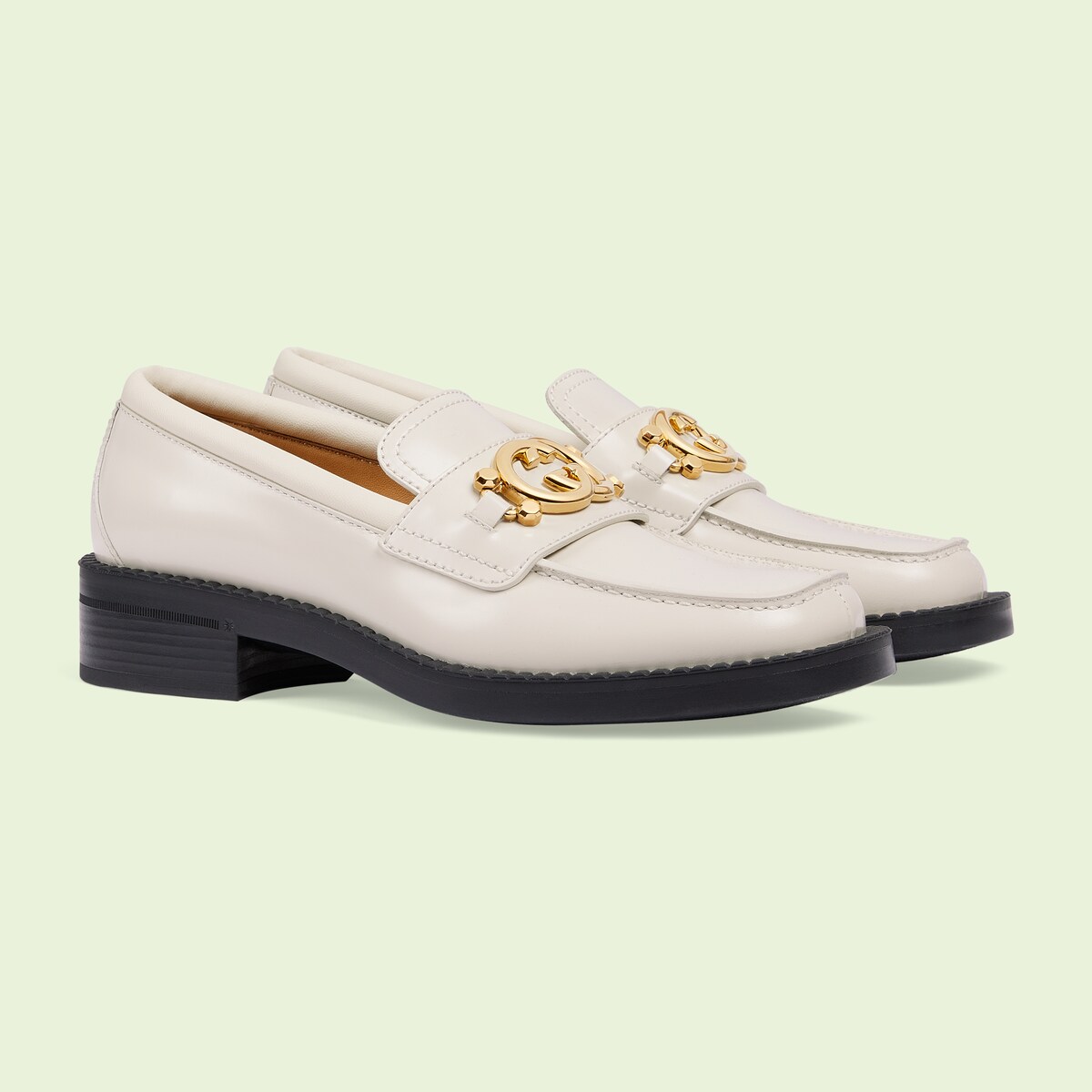 Women's loafer with Interlocking G in white leather GUCCI® US