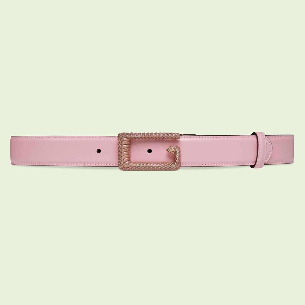 Belt with Square G snake buckle in pink leather GUCCI