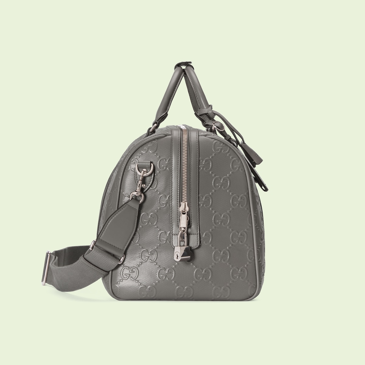 GG embossed duffle bag in grey leather GUCCI® US