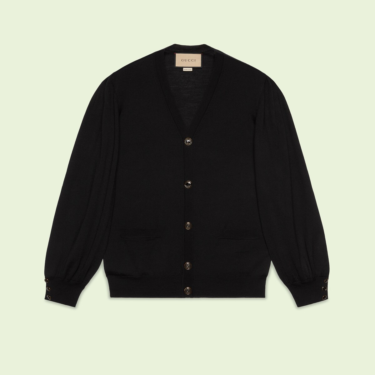 Extra fine wool cardigan in black GUCCI® US