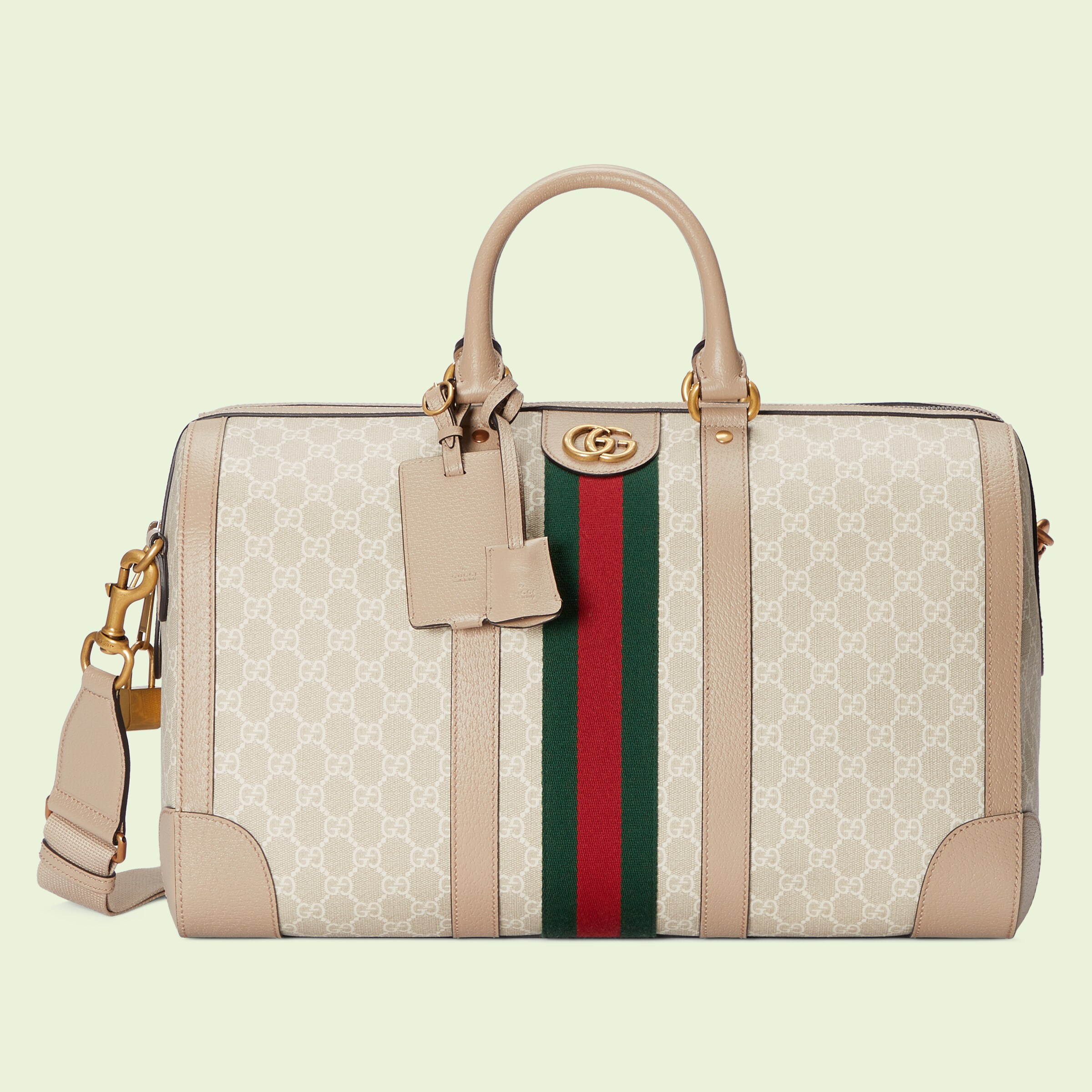 Gucci Savoy duffle bag in beige and white GG Supreme GUCCI® Australia
